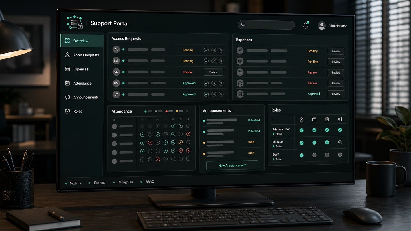 Support Portal internal operations dashboard